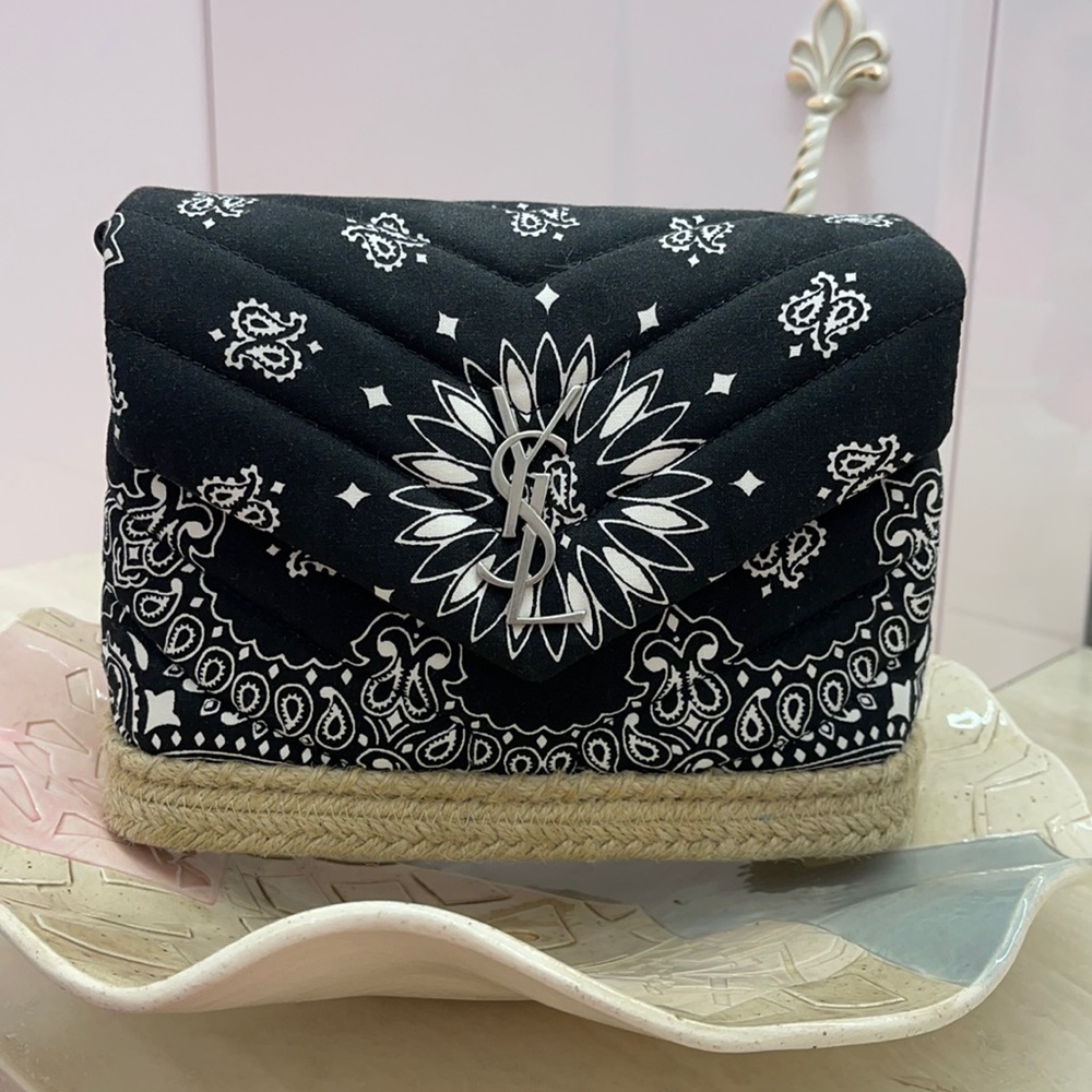 YSL yves Saint Laurent paisley black bag